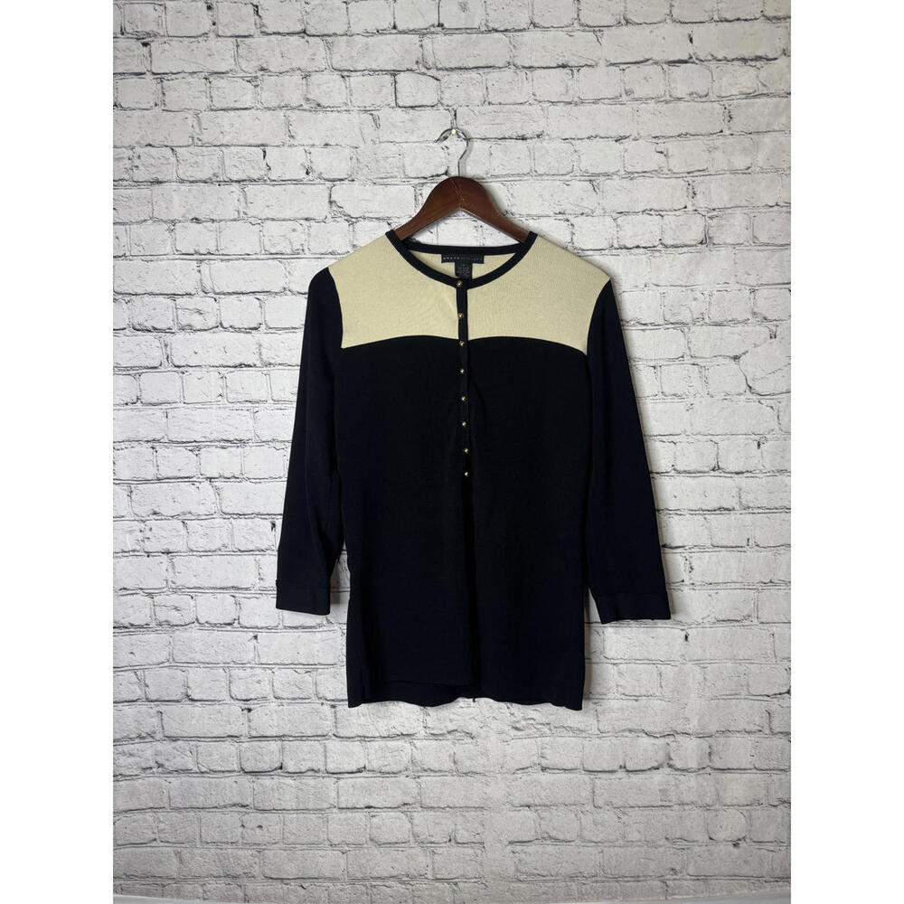 Grace Dane Lewis Women's‎ Knit Top Medium Black and Beige